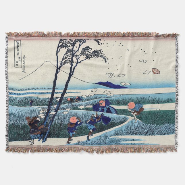 Katsushika Hokusai - Ejiri in the Suruga province Throw Blanket (Front)