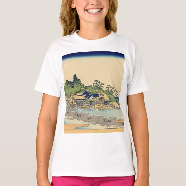 Katsushika Hokusai Enoshima in the Sagami province T-Shirt (Front)
