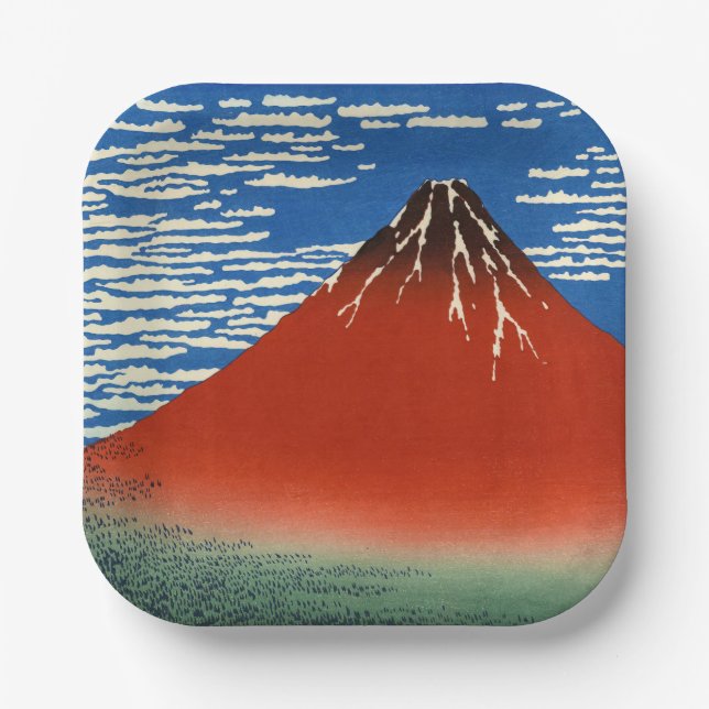 Katsushika Hokusai - Fine Wind, Clear Morning Paper Plate (Front)