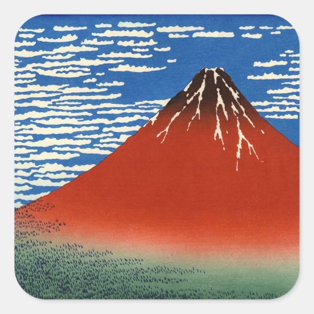 Katsushika Hokusai - Fine Wind, Clear Morning Square Sticker (Front)