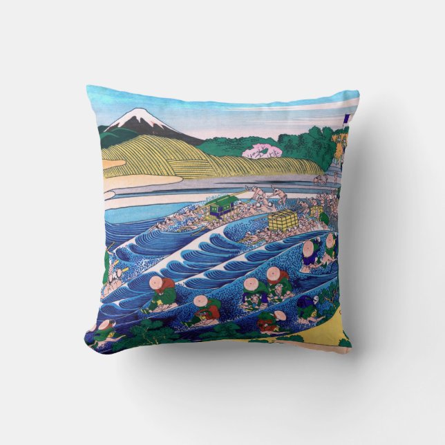 Katsushika Hokusai - Fuji from Kanaya on Tokaido Cushion (Front)