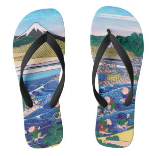Katsushika Hokusai - Fuji from Kanaya on Tokaido Flip Flops