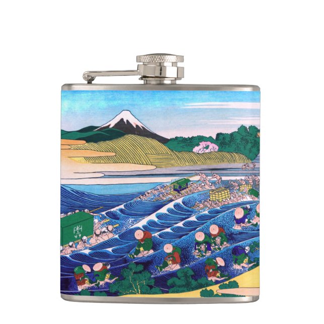 Katsushika Hokusai - Fuji from Kanaya on Tokaido Hip Flask (Front)