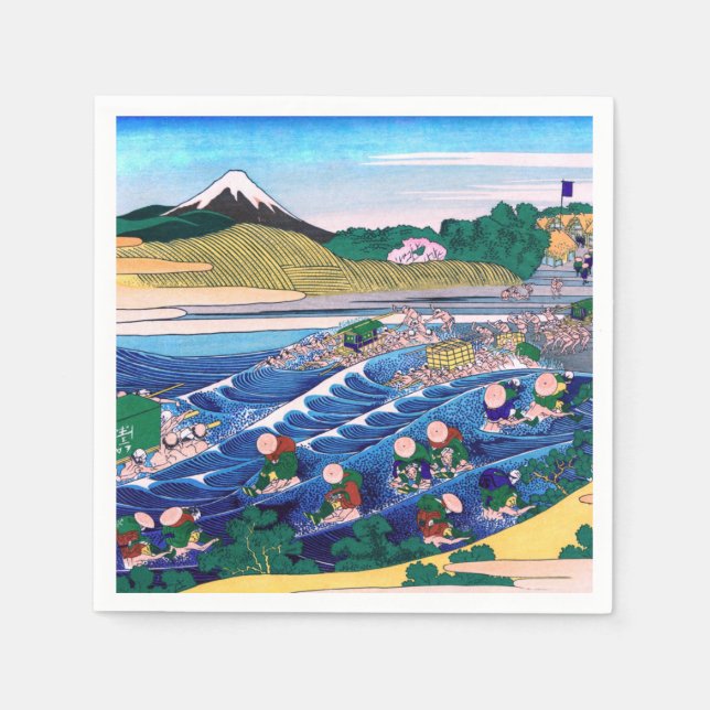 Katsushika Hokusai - Fuji from Kanaya on Tokaido Napkin (Front)