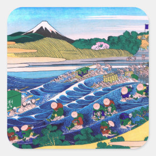 Katsushika Hokusai - Fuji from Kanaya on Tokaido Square Sticker