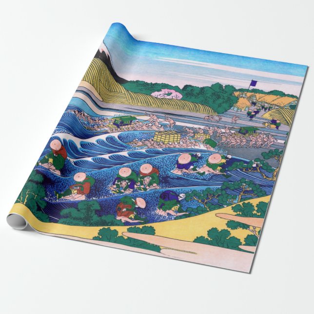 Katsushika Hokusai - Fuji from Kanaya on Tokaido Wrapping Paper (Unrolled)