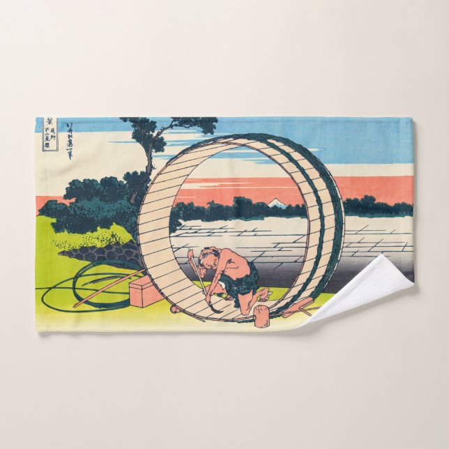 Katsushika Hokusai - Fujimigahara, Owari Province Bath Towel Set (Hand Towel)