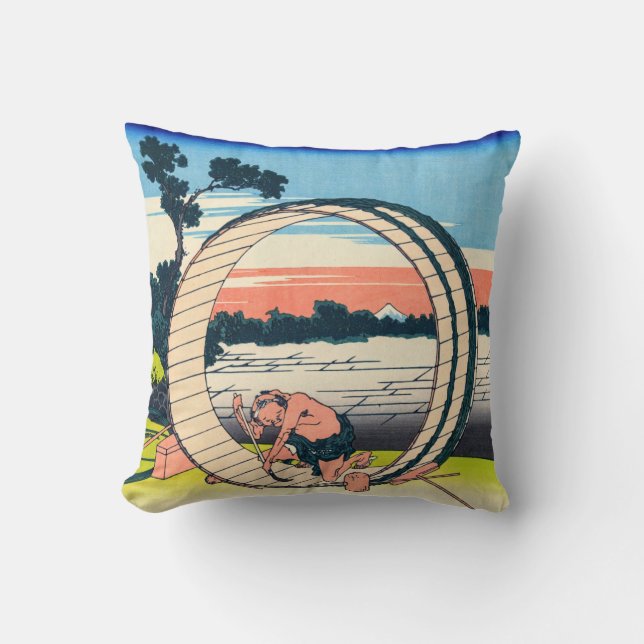 Katsushika Hokusai - Fujimigahara, Owari Province Cushion (Front)
