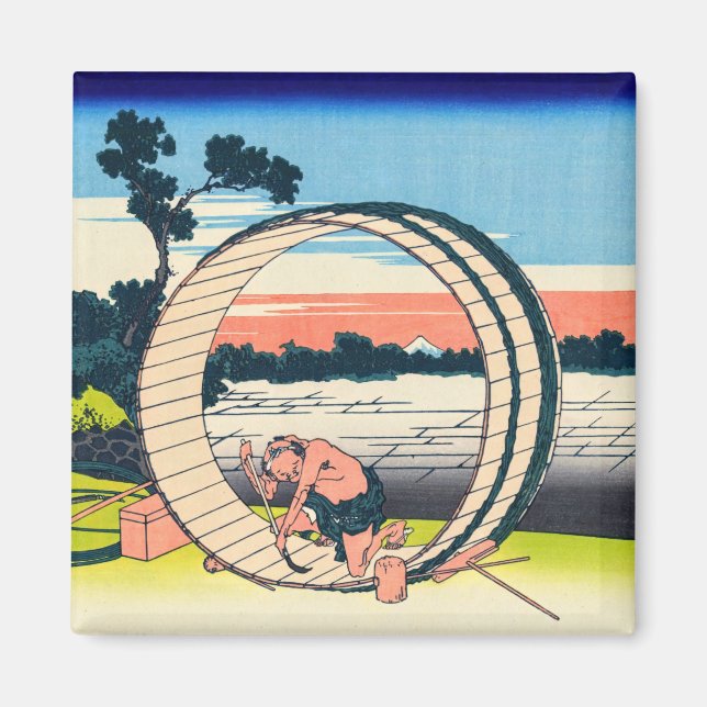 Katsushika Hokusai - Fujimigahara, Owari Province Magnet (Front)