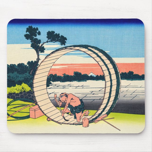 Katsushika Hokusai - Fujimigahara, Owari Province Mouse Mat (Front)