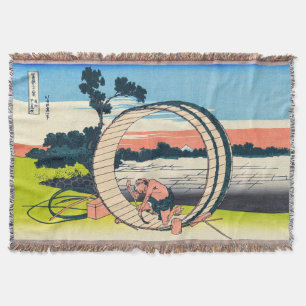 Katsushika Hokusai - Fujimigahara, Owari Province Throw Blanket