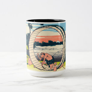 Katsushika Hokusai - Fujimigahara, Owari Province Two-Tone Coffee Mug