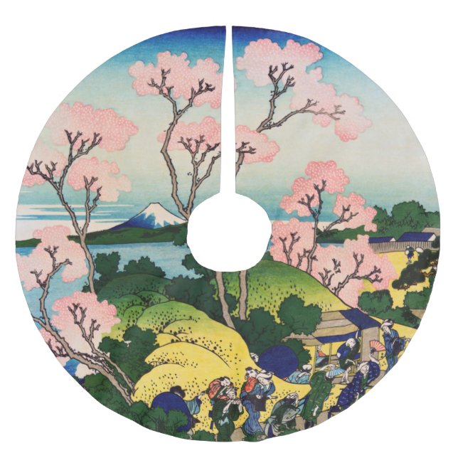 Katsushika Hokusai - Gotenyama, Tokaido, Shinagawa Brushed Polyester Tree Skirt (Front)