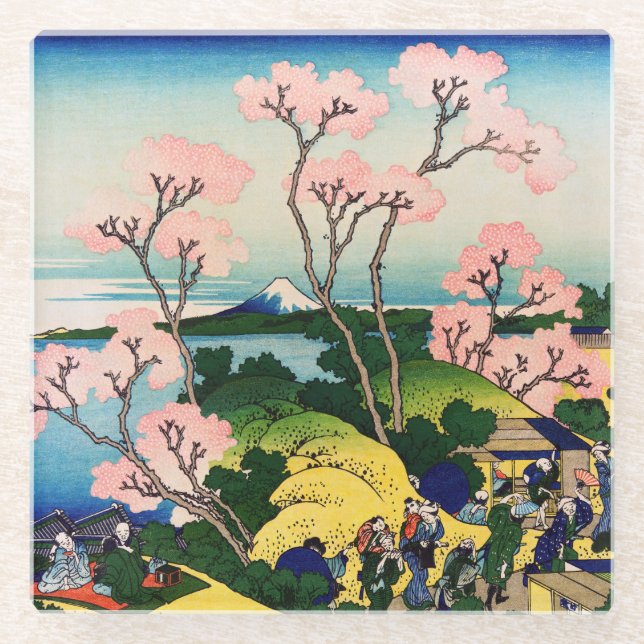 Katsushika Hokusai - Gotenyama, Tokaido, Shinagawa Glass Coaster (Front)