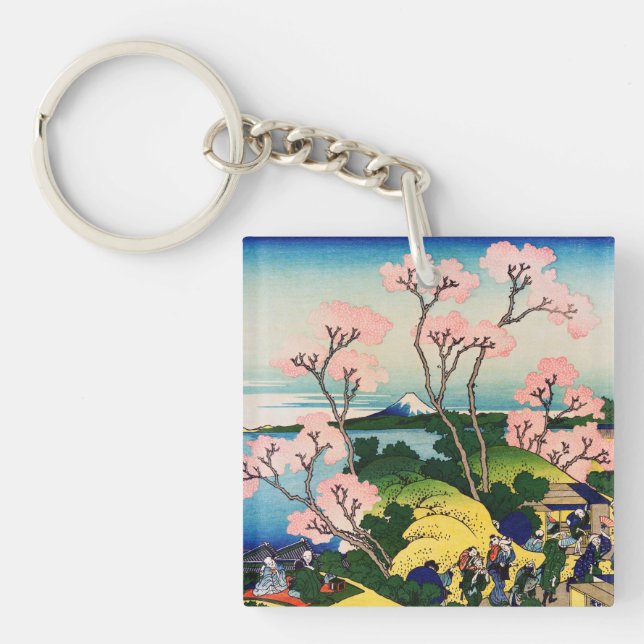 Katsushika Hokusai - Gotenyama, Tokaido, Shinagawa Key Ring (Front)