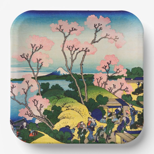 Katsushika Hokusai - Gotenyama, Tokaido, Shinagawa Paper Plate (Front)
