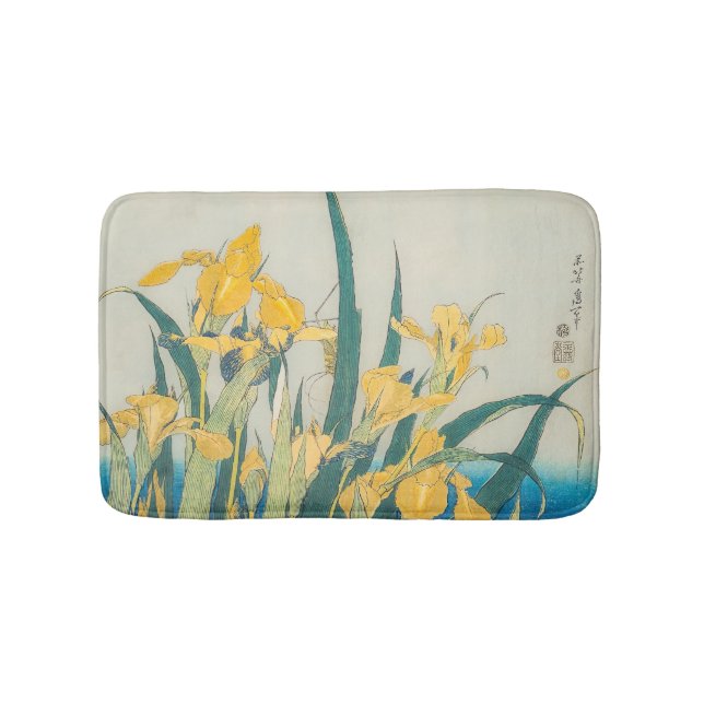 Katsushika Hokusai - Grasshopper and Iris Bath Mat (Front)