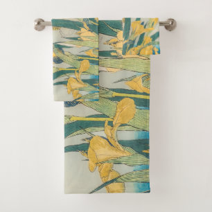 Katsushika Hokusai - Grasshopper and Iris Bath Towel Set