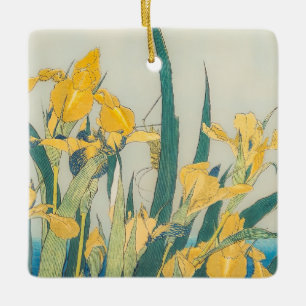 Katsushika Hokusai - Grasshopper and Iris Ceramic Ornament