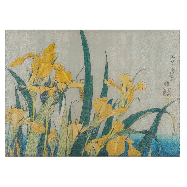 Katsushika Hokusai - Grasshopper and Iris Cutting Board (Front)