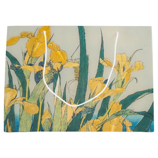 Katsushika Hokusai - Grasshopper and Iris Large Gift Bag (Front)