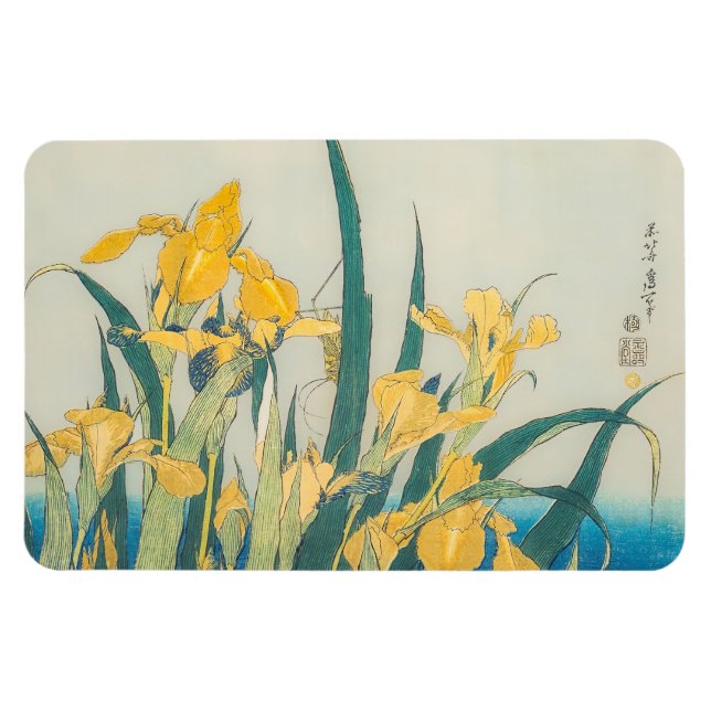 Katsushika Hokusai - Grasshopper and Iris Magnet (Horizontal)