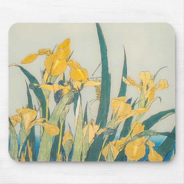 Katsushika Hokusai - Grasshopper and Iris Mouse Mat (Front)