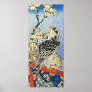 Katsushika Hokusai Hawk and Cherry Blossoms Poster