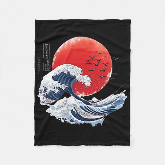 Katsushika Hokusai Japanese Great Wave Men Women K Fleece Blanket (Front)