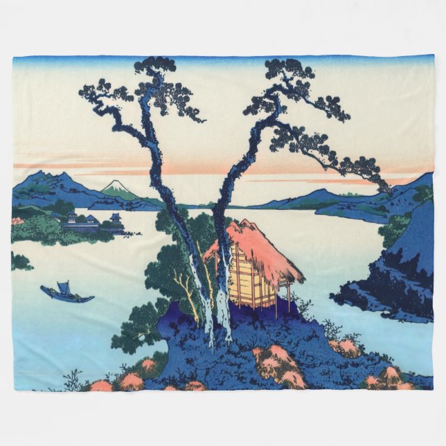 Katsushika Hokusai - Lake Suwa in Shinano province Fleece Blanket (Front (Horizontal))