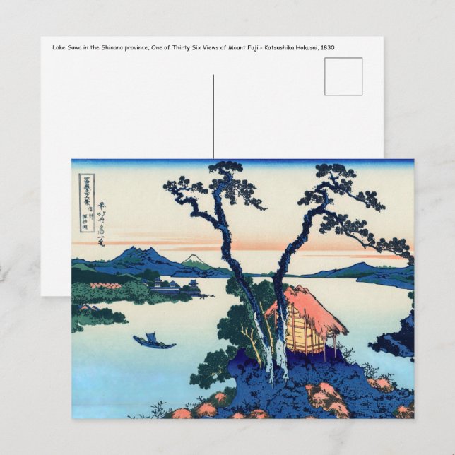 Katsushika Hokusai - Lake Suwa in Shinano province Postcard (Front/Back)