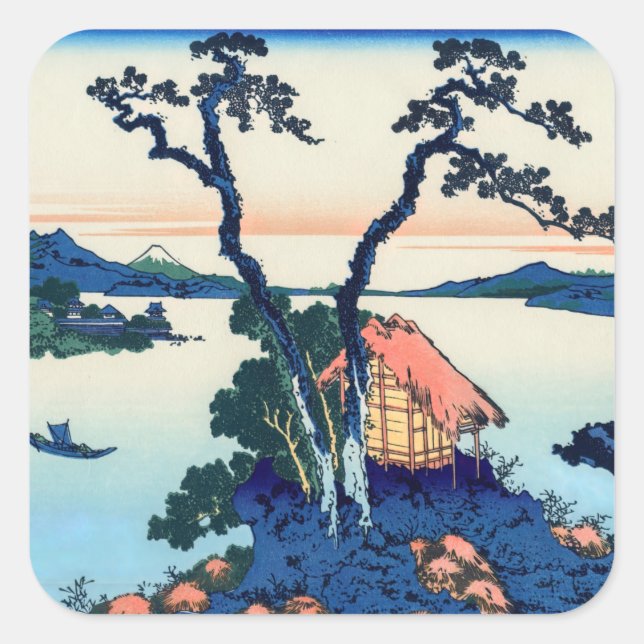 Katsushika Hokusai - Lake Suwa in Shinano province Square Sticker (Front)