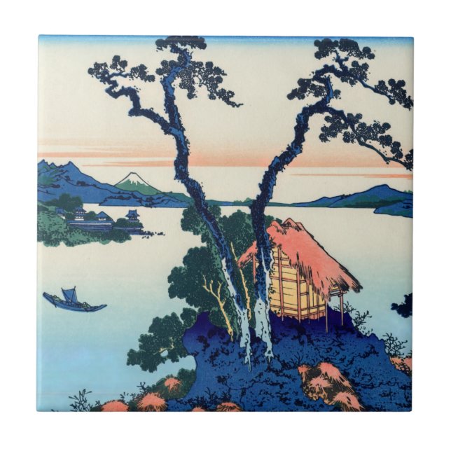 Katsushika Hokusai - Lake Suwa in Shinano province Tile (Front)
