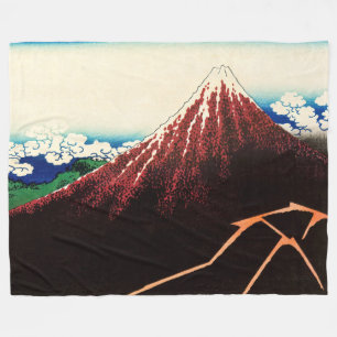 Katsushika Hokusai - Lightnings below the summit Fleece Blanket