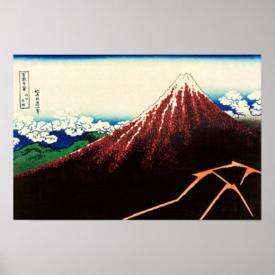 Katsushika Hokusai - Lightnings below the summit Poster