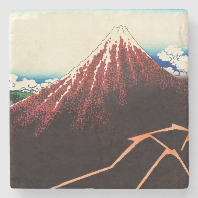 Katsushika Hokusai - Lightnings below the summit Stone Coaster (Front)
