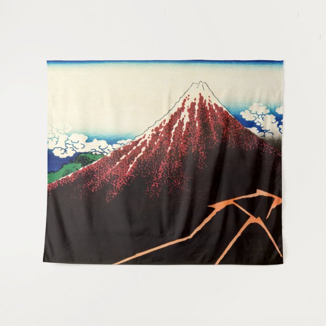 Katsushika Hokusai - Lightnings below the summit Tapestry (Front (Horizontal))