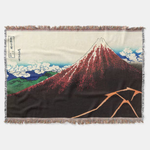 Katsushika Hokusai - Lightnings below the summit Throw Blanket