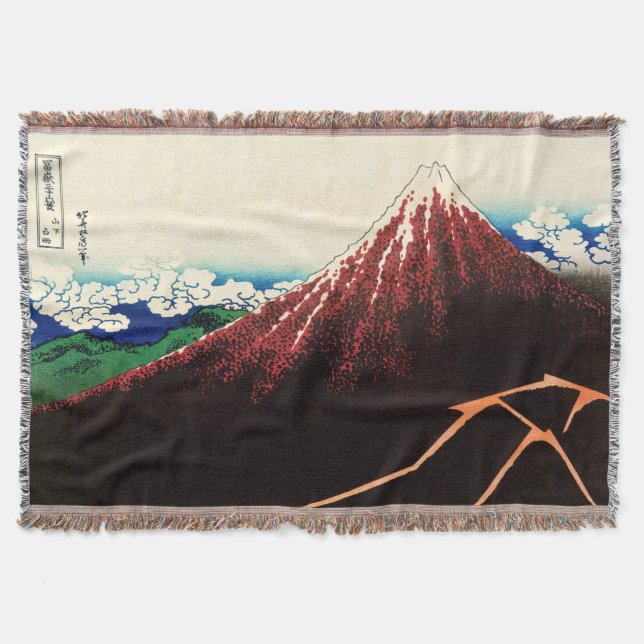 Katsushika Hokusai - Lightnings below the summit Throw Blanket (Front)
