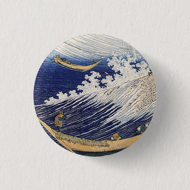 Katsushika Hokusai.  Ocean waves  3 Cm Round Badge (Front)