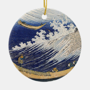 Katsushika Hokusai. Ocean waves Ceramic Tree Decoration
