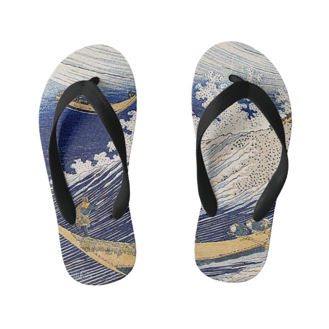 Katsushika Hokusai. Ocean waves     Kid's Flip Flops (Footbed)