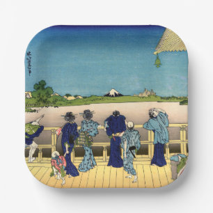 Katsushika Hokusai - Sazai hall, Temple 500 Rakan Paper Plate