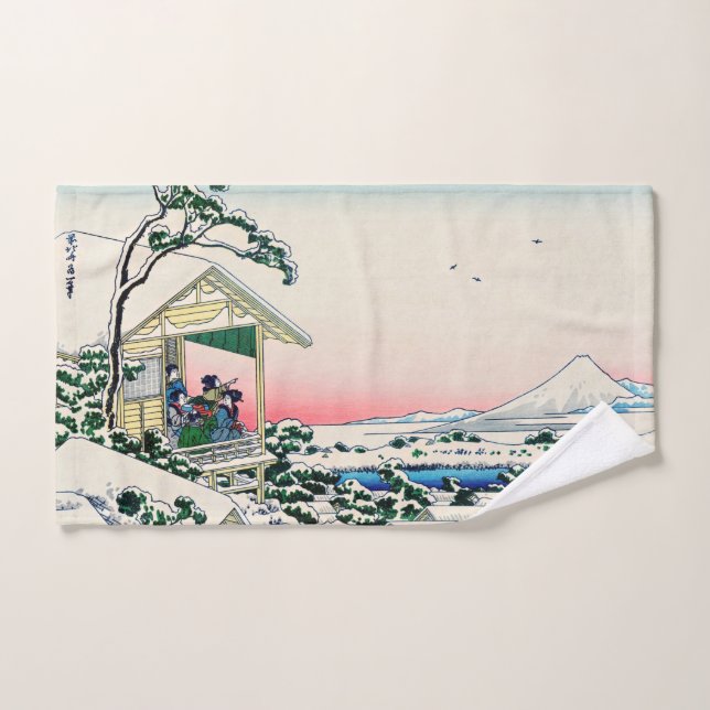 Katsushika Hokusai - Tea house at Koishikawa Bath Towel Set (Hand Towel)