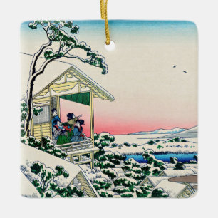 Katsushika Hokusai - Tea house at Koishikawa Ceramic Ornament