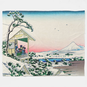 Katsushika Hokusai - Tea house at Koishikawa Fleece Blanket