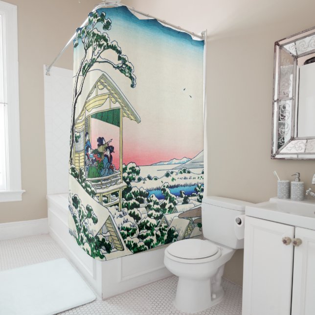 Katsushika Hokusai - Tea house at Koishikawa Shower Curtain (In Situ)