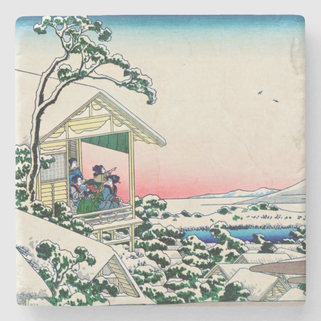 Katsushika Hokusai - Tea house at Koishikawa Stone Coaster (Front)