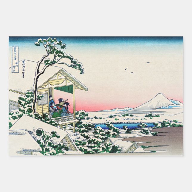 Katsushika Hokusai - Tea house at Koishikawa Wrapping Paper Sheet (Front)
