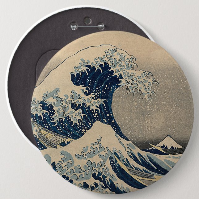 Katsushika Hokusai. The Great Wave off Kanagawa    6 Cm Round Badge (Front & Back)